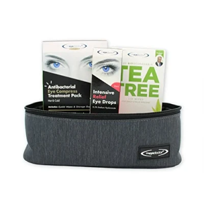 Image of The Eye Doctor Starter Dry Kit Hot Cold Compress Mask, Tea Tree Eyelid Wipes &amp; Intensive Relief Drops Treatment Pack, Blepharitis MGD Cleansing Soothing Regime