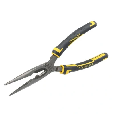 Image of Stanley Max Steel Long Nose Plier 200MM 089 870, Black/Yellow