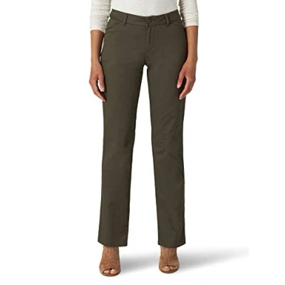 Image of Lee Women&#039;s Wrinkle Free Relaxed Fit Straight Leg Pant, Frontier Olive, 12 Long