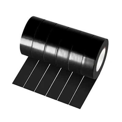 Image of Xrkuu 6 Rolls Black Electrical Tape, 18mm x 10m PVC Insulation Waterproof Strong Adhesive Electric Tape for Wire Projects, Insulating and Repair Broken Wires