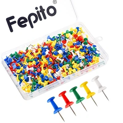 Image of FEPITO 300 Pcs Drawing Push Pins Map Thumb Tacks Multi Colored for Cork Board Decorative Office