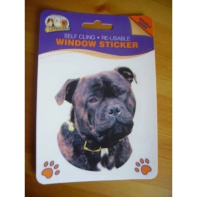 Image of Staffordshire Bull Terrier Brindle Staffy Staffie dog double sided window sticker car home re usable