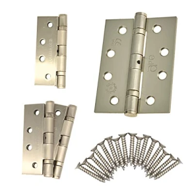Image of Door Hinges 4&quot; 102mm Ball Bearing, 2 Pairs (4 Hinges) (Satin Nickel Plated)