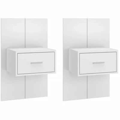 Image of vidaXL Wall mounted Bedside Cabinets 2 pcs White
