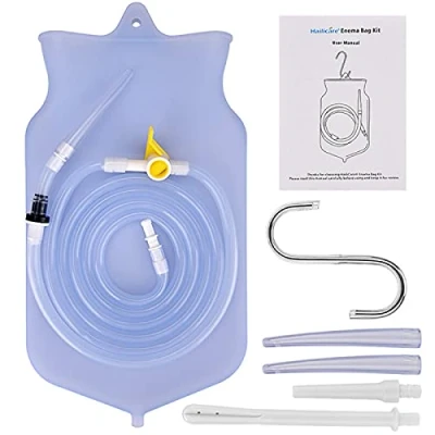 Image of Enema Bag Kit BPA Free, for Colon Cleansing, Non Toxic Silicone Kit, Home Colonic Irrigation Bag, Reusable Coffee &amp; Water Cleansing/Detox Enemas (2 L)