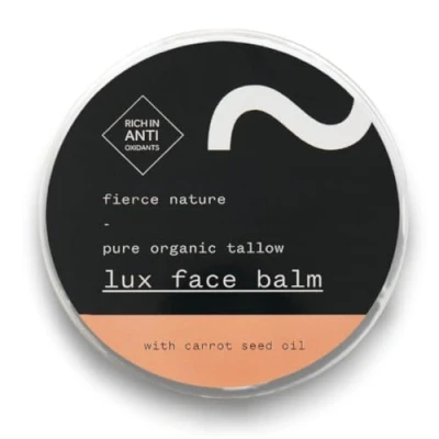 Image of Luxe Face Balm with Carrot Seed Oil, Pure Tallow as Vitamin Rich Natural Moisturizer, Men and Women’s Cleansing for Body, Unscented, 100g Fierce Nature