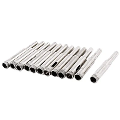 Image of Sourcingmap Straight Shank 8mm Diamond Drill Bit Tile Glass Hole Saw 12 Pcs