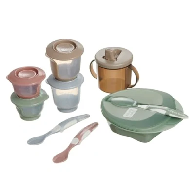 Image of Vital Baby Nourish Complete Weaning Kit 6m+, 10pcs, Essential Tools, EarthSmart Biodegradable, BPA Free, Safe &amp; Eco Friendly for First Solids