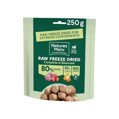 Image of Natures Menu Raw Freeze Dried Dog Food Complete &amp; Balanced 80/20 All Pack Sizes Flavours (250g x 1, Lamb)