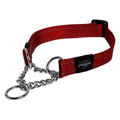 Image of Reflective Nylon Choke Collar; Slip Show Obedience Training Gentle Choker for Extra Large Dogs, Red