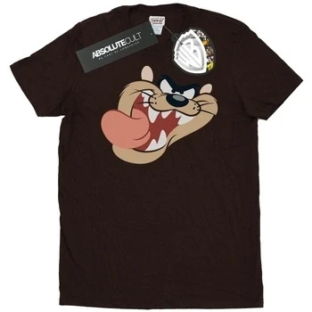 Image of LOONEY TUNES Men&#039;s Tasmanian Devil Face T Shirt Large Chocolate