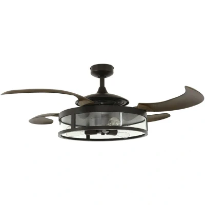 Image of Fanaway Ceiling Fan and Light, Steel, E27, 60 W, Brown