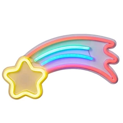 Image of LITECRAFT Glow Shooting Star Wall Light Neon Children&#039;s Lighting Multicoloured