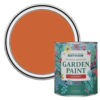 Image of Rust Oleum Orange Mould Resistant Garden Paint In Gloss Finish Tiger Tea 750ml