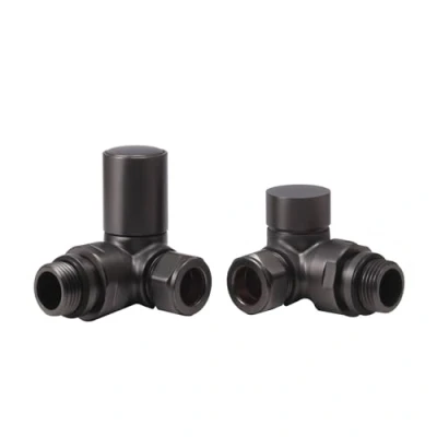 Image of Manual Radiator Valve Round Corner 15mm x R 1/2&quot; Brushed Gunmetal