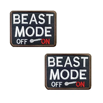 Image of Zcketo 2 Pieces Tactical Beast Mode On Patch Military Hook &amp; Loop Embroidered Applique Funny Emblem for Bags Caps Backpack Uniform Dog Animals Vest Clothes or Collect