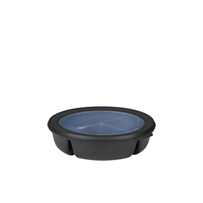 Image of Mepal Bento bowl 3 compartment multibowl round Cirqula Airtight food storage container Separated Meal prep containers &amp; 250 ml, ml 500 Nordic black