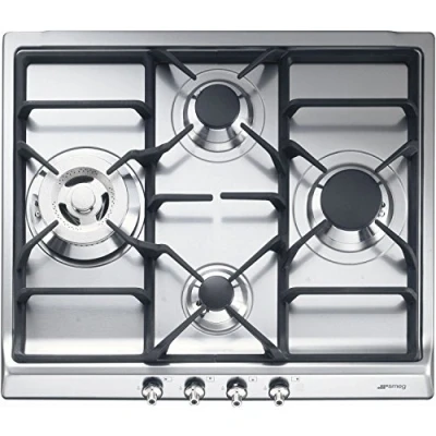 Image of Smeg SER60SGH3 Classic Stainless Steel 60cm Gas Hob with Cast Iron Pan Stands