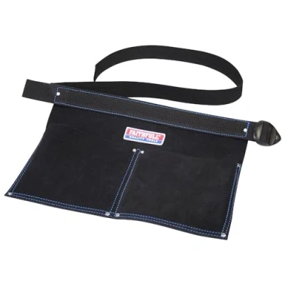 Image of Faithfull Black Suede Leather Double Nail Pouch for Tool Belt