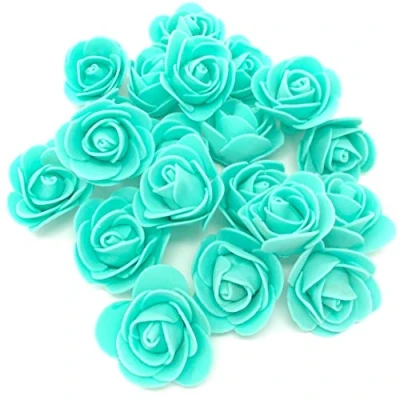 Image of Turquoise 30mm Foam Rose Flowers Decorative Craft (10)