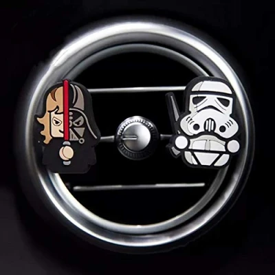 Image of 7 COLOURS 2 x Coolest Novelty Car Air Fresheners! Marvel Avengers, Game Of Thrones, Deadpool, Star Wars.Transform Your Boring Car! (Star Wars: Darth Vader &amp; Storm Trooper) (Sweet Candy)