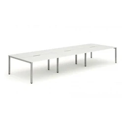 Image of Evolve B2B Silver Frame Bench Desk 1200 White (6 Pod) BE296