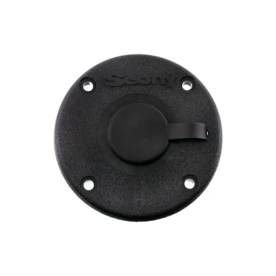 Image of Scotty #344 BK Round Flush Deck Mounting Bracket Black Sealed Bottom with Rain Cap