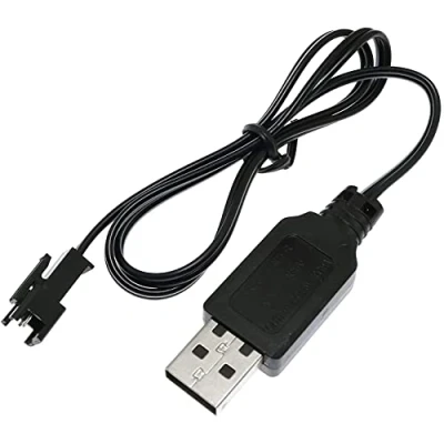 Image of YUNIQUE GREEN CLEAN POWER USB Charger Cable SM 2P 250mAh for RC Cars, Ni Mh 4.8V Fast Charging, Playtime Over 18 Min Suitable Drones, Radio Black, Plastic