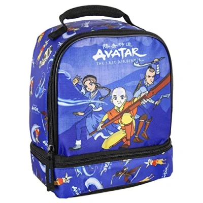 Image of Nickelodeon Avatar The Last Airbender Character Aang Katara Sokka Zuko Cartoon Dual Compartment Lunch Box Bag