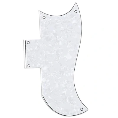 Image of Musiclily Pro 5 Hole Small Half Face Guitar Pickguard Compatible with USA Les Paul American SG, 4Ply White Pearl