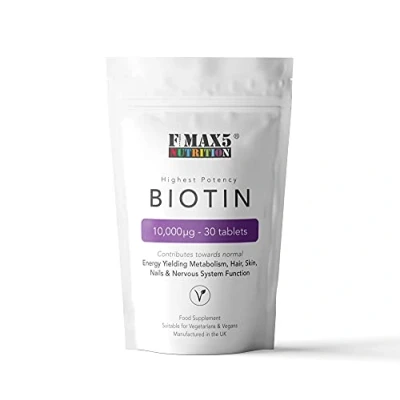 Image of Biotin Hair Growth Supplement, 30 365 Tablets (1 Month to Full Year Supply) 10,000mcg by FMax5 Supplements (30)