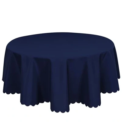 Image of Home Direct Quality Round Fabric Tablecloth Table Cloth Cover 140cm 55&quot; Navy Blue
