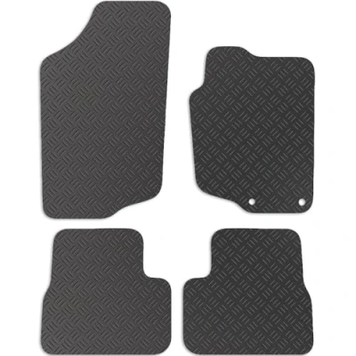 Image of Carsio Rubber Car Mats For Peugeot 207 2006 2014 4pc Set Tailored Fit Floor Mat Complete Accessory Black Custom Fitted All Weather &amp; Heavy Duty, Anti Slip Backing with Clips