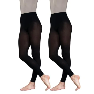 Image of 2 Pairs Dance Ballet Footless Tights (Age 3 5) (Black)