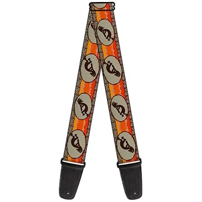 Image of Buckle Down Guitar Strap Kokopelli Icon Western Tan Brown Reds 2 Inches Wide