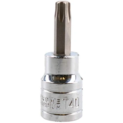 Image of T40 Male Torx Bit Star Socket 3/8&quot; Drive Standard Internal Chrome Vanadium Steel