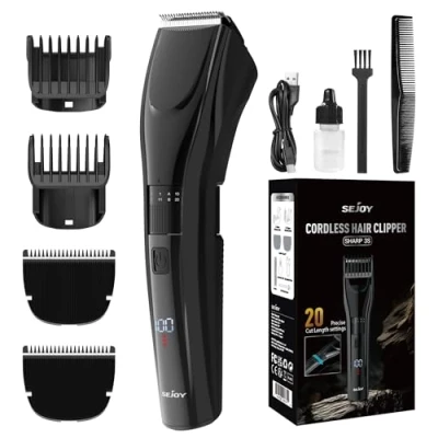 Image of Hair Clipper, Clippers for Men Cordless Rechargeable Beard Trimmer LED Display Women Children Home Haircut with 2 Replacement Blades