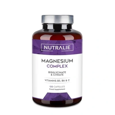 Image of Magnesium Glycinate Complex 2145mg Bisglycinate + Citrate Supplements Vitamins C B5 B6 High Strenght Chelated 120 Capsules Nutralie