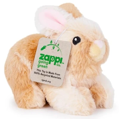 Image of Zappi Co 100% Recycled Plush Rabbit Toy (15cm Length) Stuffed Soft Cuddly Eco Friendly animals Collection For New Born Child First kid