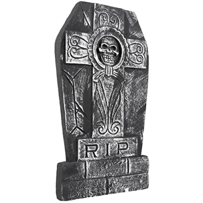 Image of Boland Headstone Skull Cross &#039;RIP&#039; 50 x 27 CM, Multi Coloured, One Size Halloween Tombstone Decoration for Parties and Themed Events