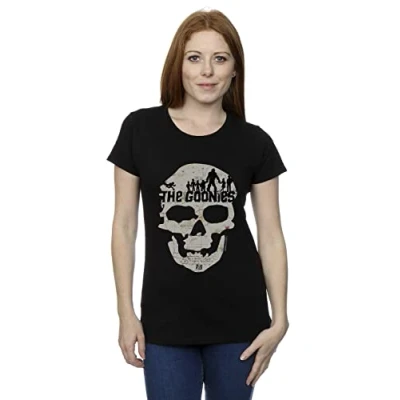 Image of Absolute Cult The Goonies Women&#039;s Map Skull T Shirt Black Large