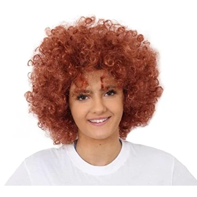 Image of Orange Afro Wig Fancy Dress Accessory Funky Large Curly Hair 70&#039;s Disco Clown Perfect for Events Pack of 1
