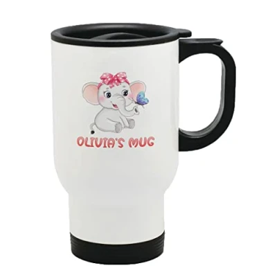 Image of Personalised Elephant Thermal Travel Mug Flask Coffee Tea 419