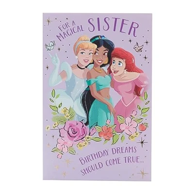 Image of Disney Birthday Card for Sister Magical Princess Design