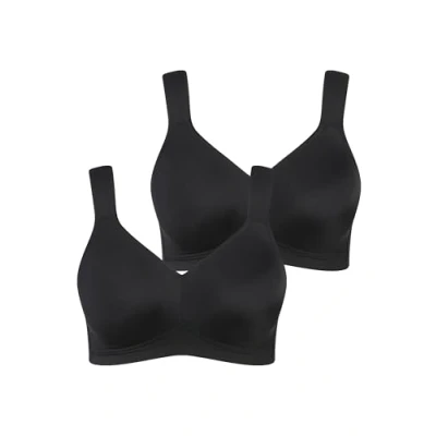 Image of Ulla Popken Women&#039;s Mikrofaser BH, 2er Pack Cup C D Bra, Schwarz, 50 DD