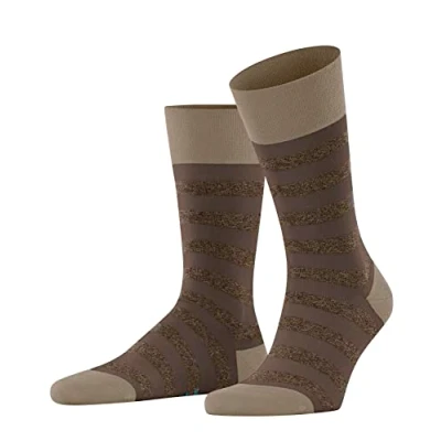 Image of Mens 1 Pair Falke Sensitive London Striped Cotton Socks Sesame 5.5 8
