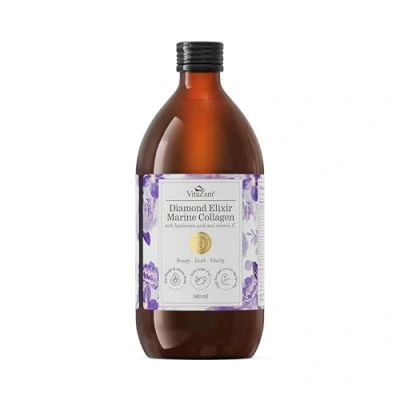 Image of Vitazam Diamond Elixir Marine Collagen Liquid Supplement Drink, Sugar Free, Clear, High Strength 10,000mg With Hyaluronic Acid, Vitamin C, D, Biotin for Joints Hair, Skin, Nail 500ml