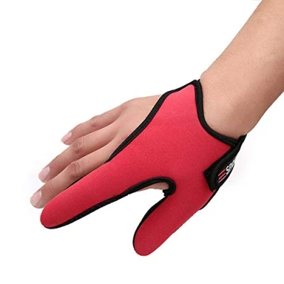 Image of LA HAUTE Fishing Protective Gloves Finger Stall Accessories Casting Fishing, Right Hand, Red