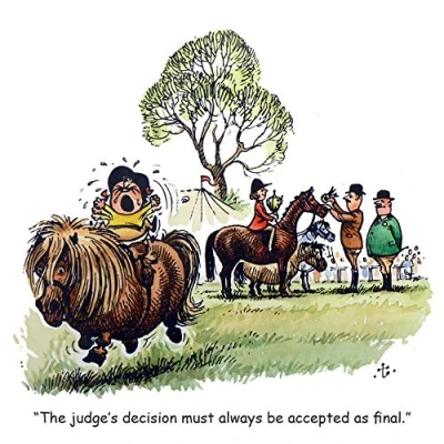 Image of Thelwell Horse riding greeting card. The Judge&#039;s decision must always be accepted as final. Fun cartoon