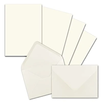 Image of FarbenFroh by GUSTAV NEUSER Writing Paper &amp; Envelopes Set, A5, 25 sheets, Natural White, 110 g/m², Modern Style, Material